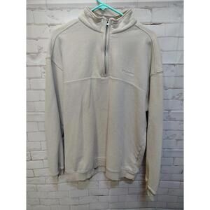 Columbia Jacket Mens Size XL Beige Quarter Zip Fleece Lined Pullover Jacket